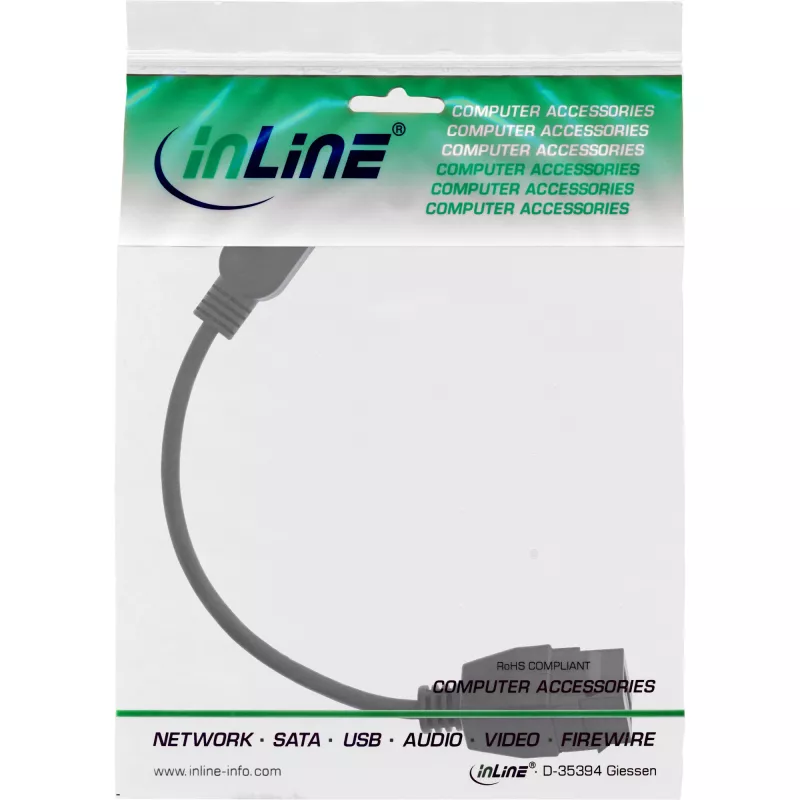 USB 3.2 Gen1 Adapterkabel InLine 76206C 0,2 m USB A Stecker auf Keystone Buchse