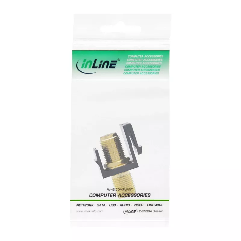 InLine Keystone-Einbauadapter, für Satellitenkabel, 2x F-Buchsen, schwarz