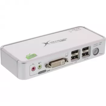 InLine Compact Desktop KVM Switch USB DVI 2 Port + Audio mit Kabeln 1,2m