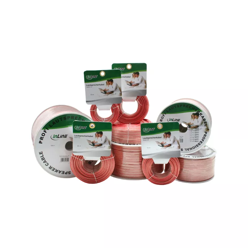 InLine Lautsprecherkabel 2x 2,5mm² CCA transparent 50m