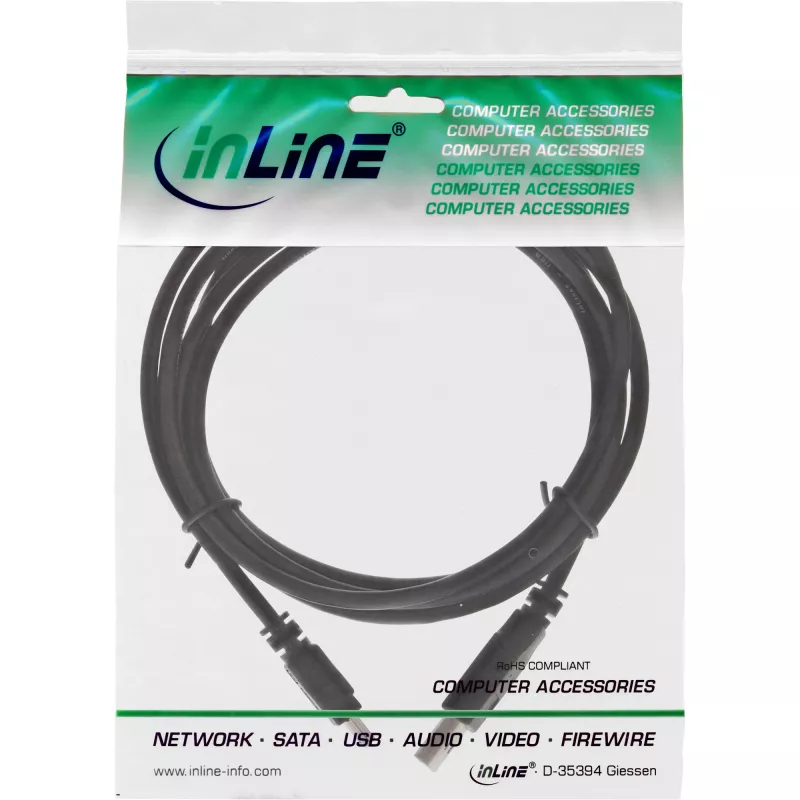 InLine USB 2.0 Mini-Kabel UStecker Typ A / Mini B Stecker, 5polig, schwarz, 0,3 m