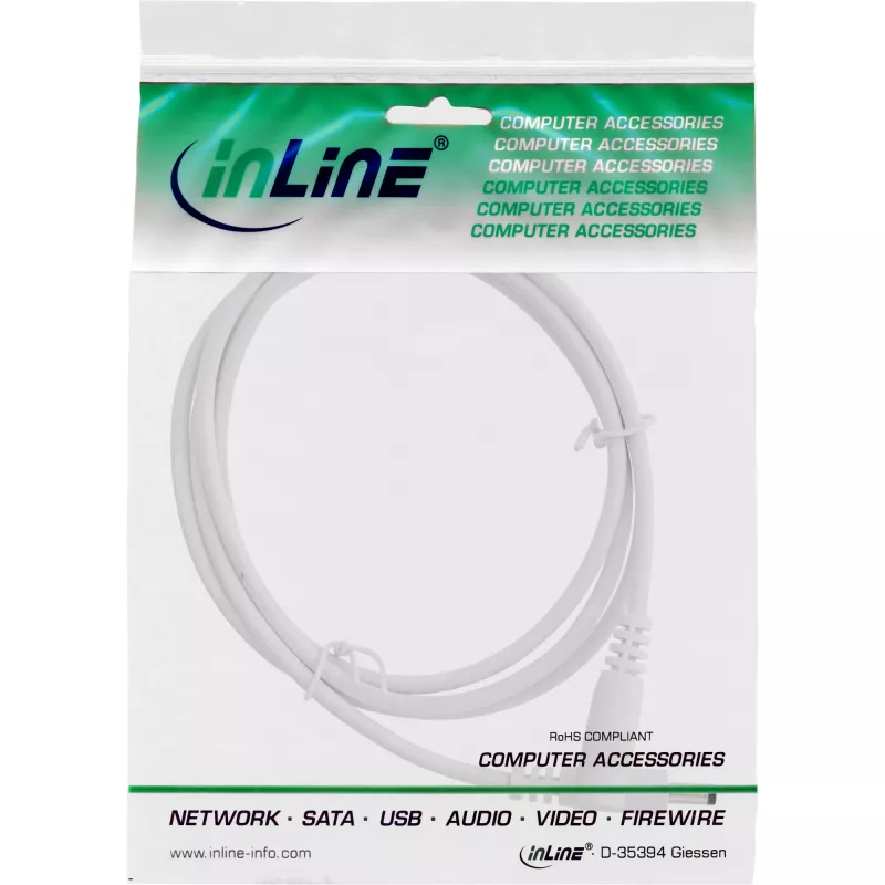 InLine DC-Verlängerungskabel, DC-Stecker/Buchse 4,0x1,7mm, weiß, 2m