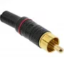 InLine RCA Metall-Stecker zum Löten, schwarz, roter Ring, für 6-mm-Kabel