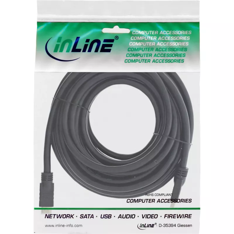 InLine HiD High Speed HDMI Kabel mit Ethernet, 4K2K, M/M, goldene Kontakte, 12,5 m