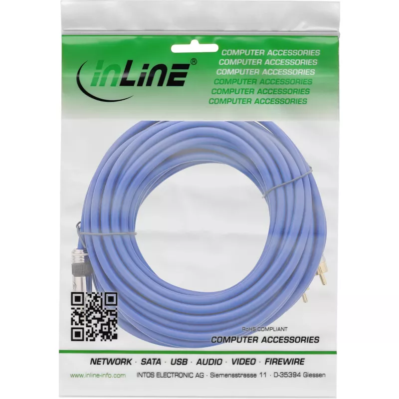 InLine Audio Kabel Premium 2x Cinch-Stecker / 3,5 mm Klinkenstecker vergoldet 25 m