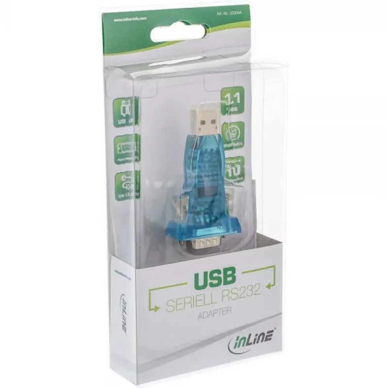 InLine USB zu RS232 Adapter USB A auf 9-Pin Sub-D USB-Verlängerung 0,8m