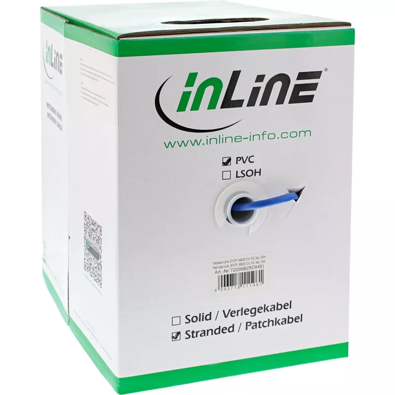 InLine Patchkabel SF/UTP Cat.5e AWG26 CCA PVC blau 100m