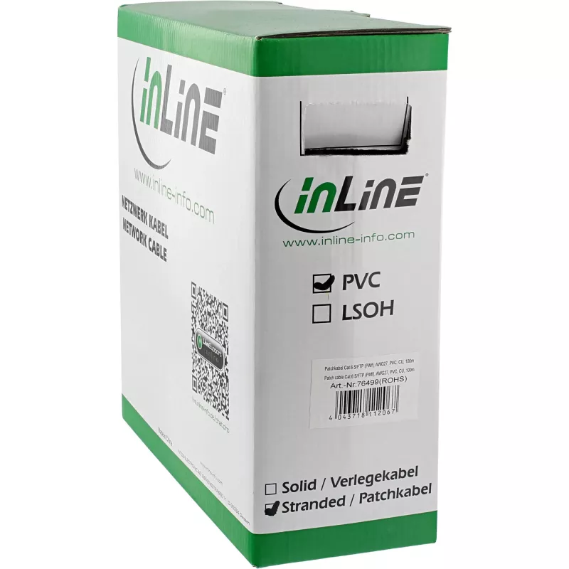 InLine Patchkabel S/FTP PiMF Cat.6 grau AWG27 PVC CU 100m