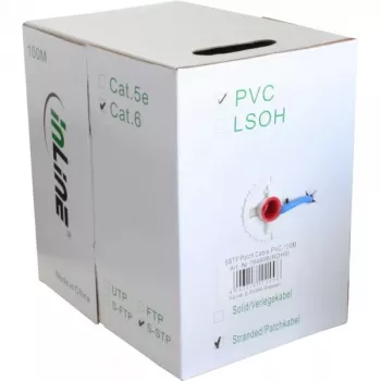 Ethernet-Patchkabel InLine Cat6 S/FTP PiMF AWG27 PVC, 100 m, blau