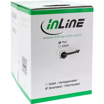 InLine Patchkabel SF/UTP Cat.5e AWG26 CCA PVC schwarz 100m