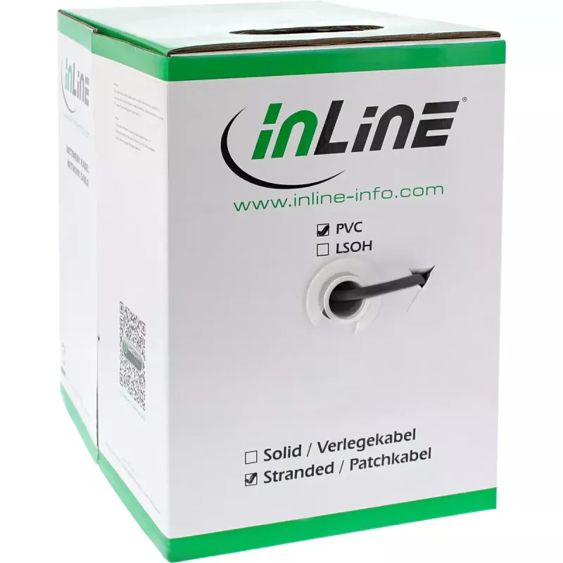 InLine Patchkabel SF/UTP Cat.5e AWG26 CCA PVC schwarz 100m