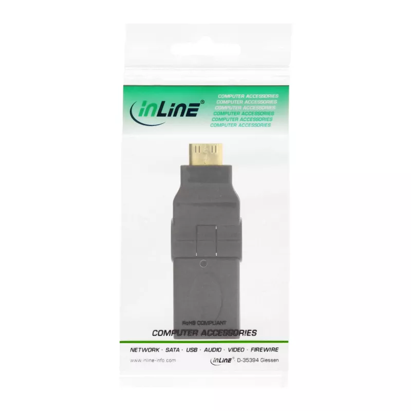 HDMI-Adapter InLine 17690M HDMI A Buchse / HDMI C Stecker klappbar vergoldet