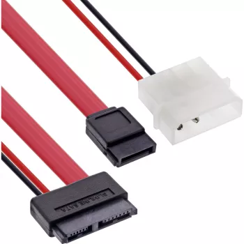InLine Slimline SATA-Kabel, schlank SATA 13-Pin (7+6) Kabelseite zu SATA+Strom, 0,4 m