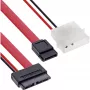 InLine Slimline SATA-Kabel, schlank SATA 13-Pin (7+6) Kabelseite zu SATA+Strom, 0,4 m