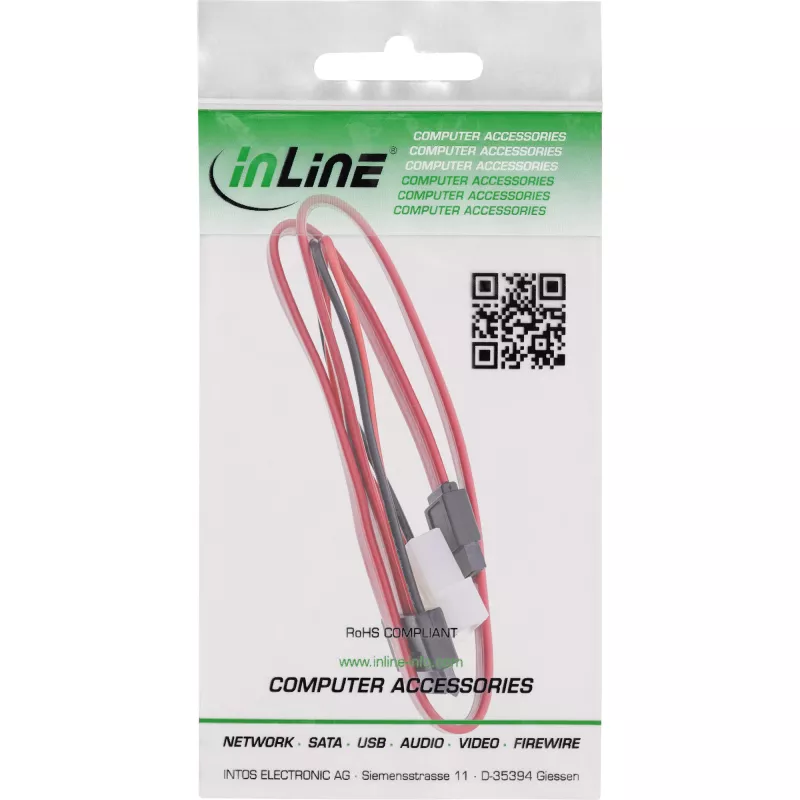 InLine Slimline SATA-Kabel, schlank SATA 13-Pin (7+6) Kabelseite zu SATA+Strom, 0,4 m