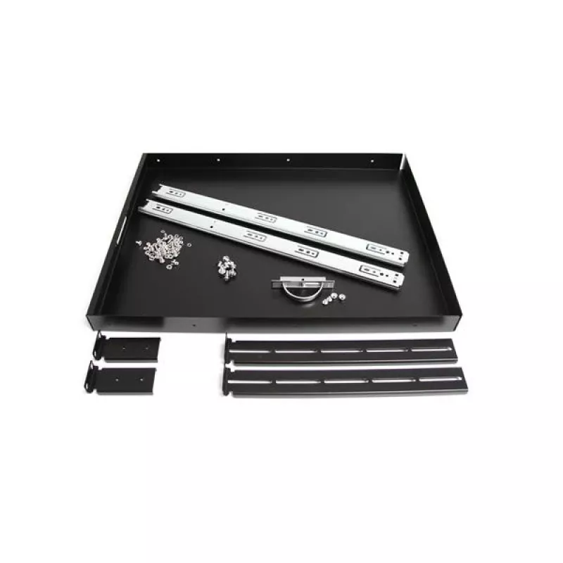 StarTech.com 1U Gleitende Server-Rack-Montage-Tastaturablage, 55lbs (25 kg), 22 Zoll (55 cm) tiefer Stahl-Auszug für 19-Zoll-AV-, Netzwerk-Geräterack