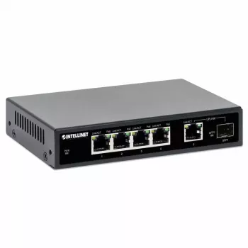 Intellinet 5-Port Gigabit Ethernet PoE+ Switch mit SFP-Port 91W PoE-Budget