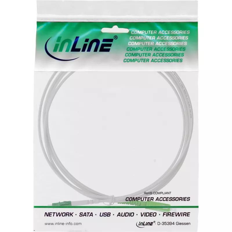 Glasfaser-Simplexkabel InLine LC/APC (8°) auf SC/APC (8°) 9/125 µm OS2, 40 m