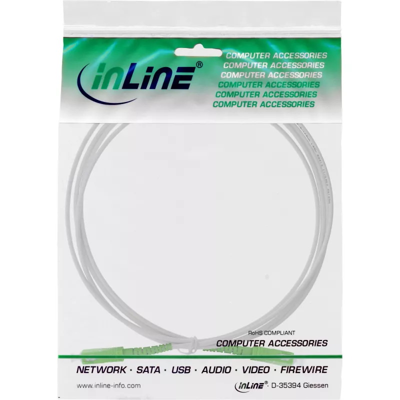 InLine Glasfaser-Simplexkabel, FTTH, SC/APC8° auf SC/APC8°, 9/125 µm OS2, 0,5 m