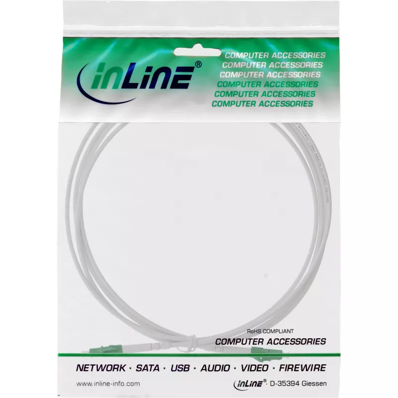 InLine Glasfaser-Simplexkabel, FTTH, LC/APC8° auf LC/APC8° 9/125µm OS2 1m