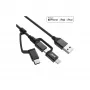 InLine 3-in-1 USB-Kabel, USB-A M auf Micro-USB+USB-C+Lightning, schwarz/Aluminium