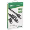 InLine 3-in-1 USB-Kabel, USB-A M auf Micro-USB+USB-C+Lightning, schwarz/Aluminium