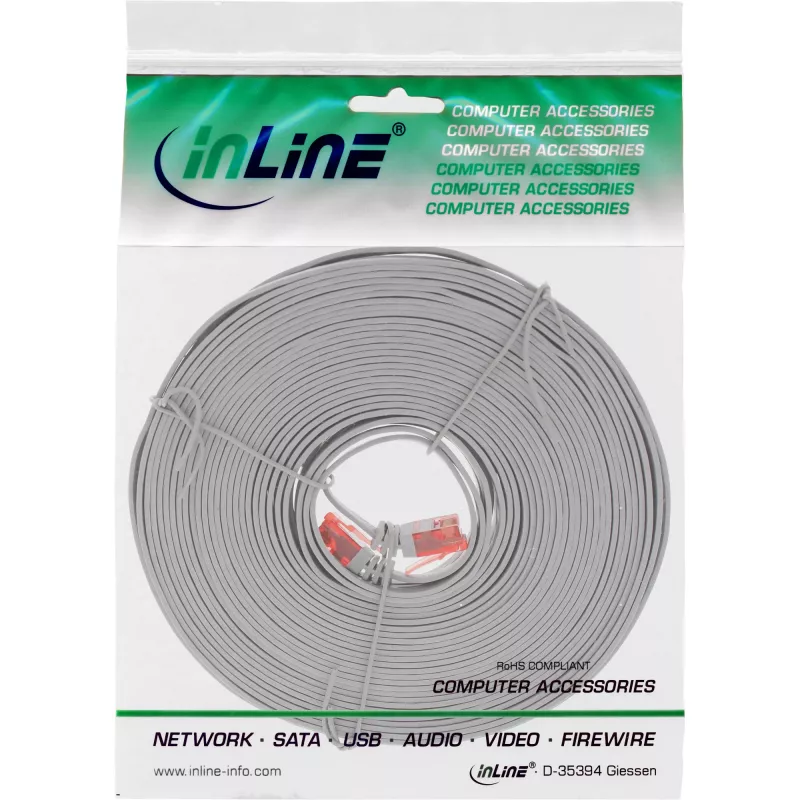 InLine Flaches Ultraflaches Patchkabel U/UTP Cat.6 Gigabit-fähig grau 5m