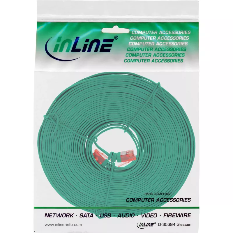 InLine Flaches Ultraslim-Patchkabel U/UTP Cat.6 Gigabit ready grün 5m