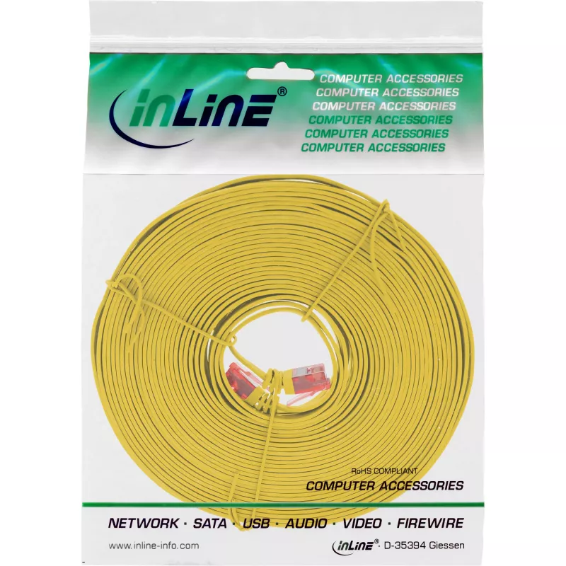 InLine Flaches Ultrslim Patchkabel U/UTP Cat.6 Gigabit-fähig gelb 10m