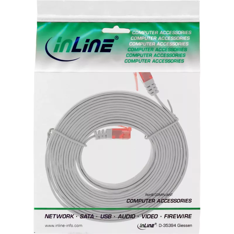 InLine Flaches Ultraslim Patchkabel U/UTP Cat.6 Gigabit-fähig Grau 2m