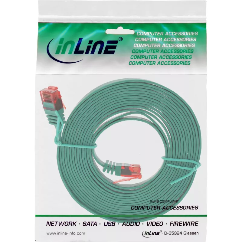 InLine Flaches, ultradünnes Patchkabel U/UTP Cat.6 Gigabit-fähig, grün, 2 m