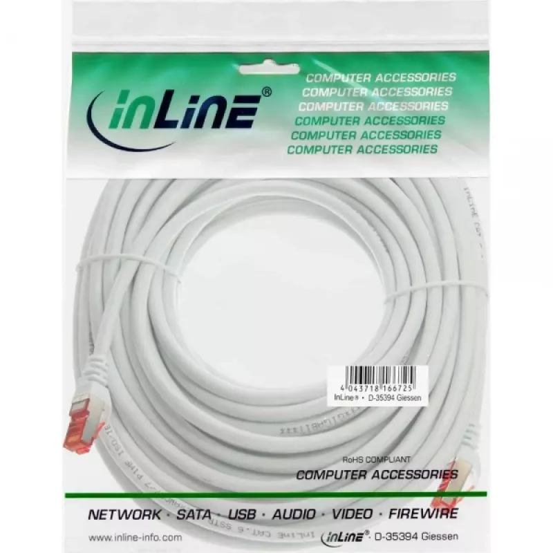 InLine Patchkabel S/FTP PiMF Cat.6 250MHz PVC Kupfer weiß 20m