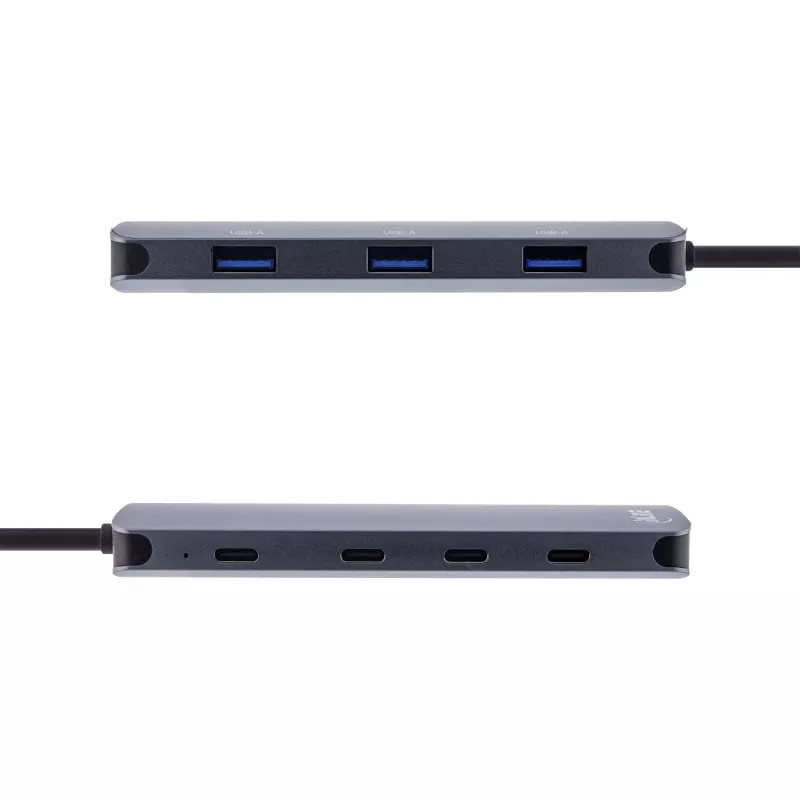 InLine USB 3.2 Gen.2 Hub, 4x USB-C + 3x USB-A, PD 100W, Aluminium, grau