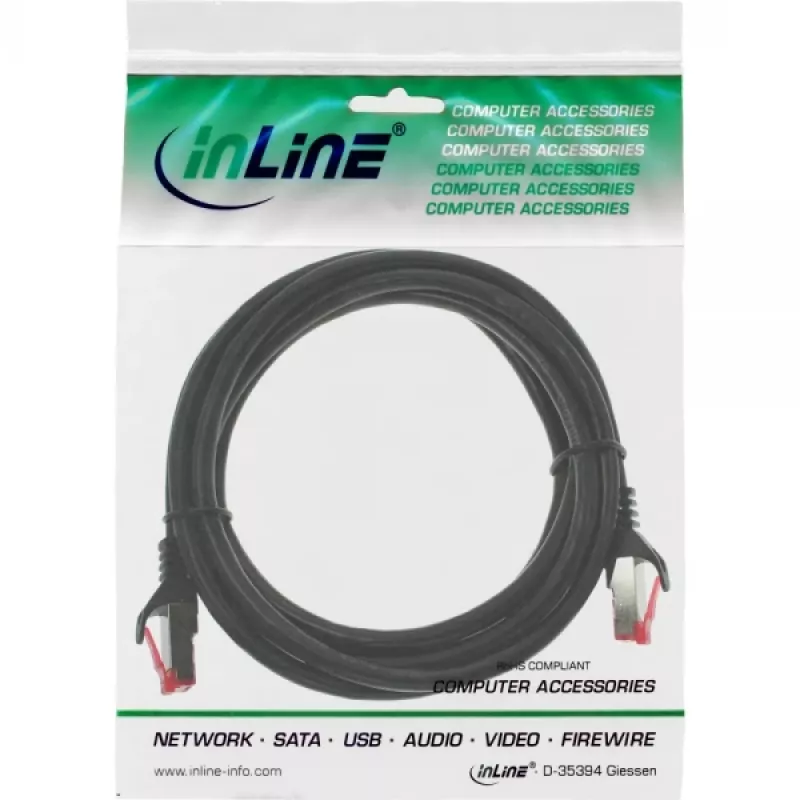 InLine Patchkabel S/FTP PiMF Cat.6 250MHz PVC Kupfer schwarz 25m