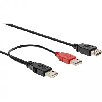 USB 2.0 Y-Kabel 2x Typ-A-Stecker/Buchse InLine 34510Z 0,2m