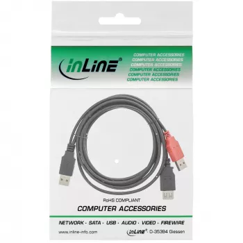 USB 2.0 Y-Kabel 2x Typ-A-Stecker/Buchse InLine 34510Z 0,2m