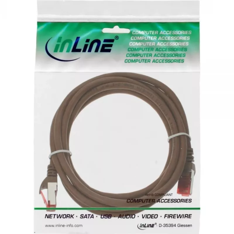 InLine Patchkabel S/FTP PiMF Cat.6 250MHz PVC Kupfer braun 25m