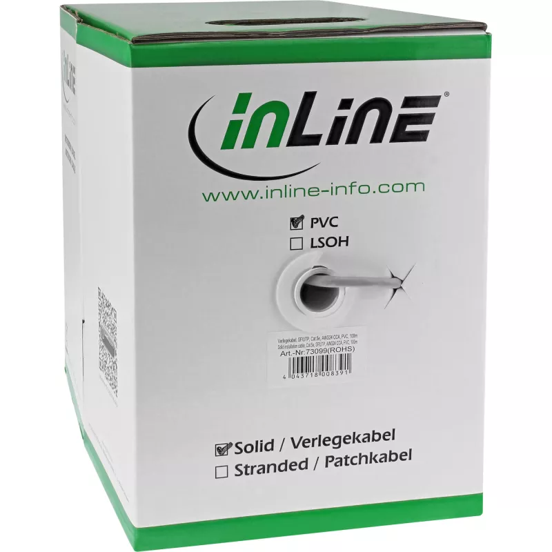 InLine Massiv-Installationskabel SF/UTP Cat.5e AWG24 CCA PVC 500m
