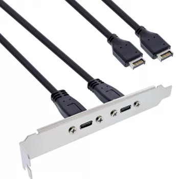 InLine Slotblech USB-C auf USB 3.2 Frontpanel Key-A intern, 0,5 m