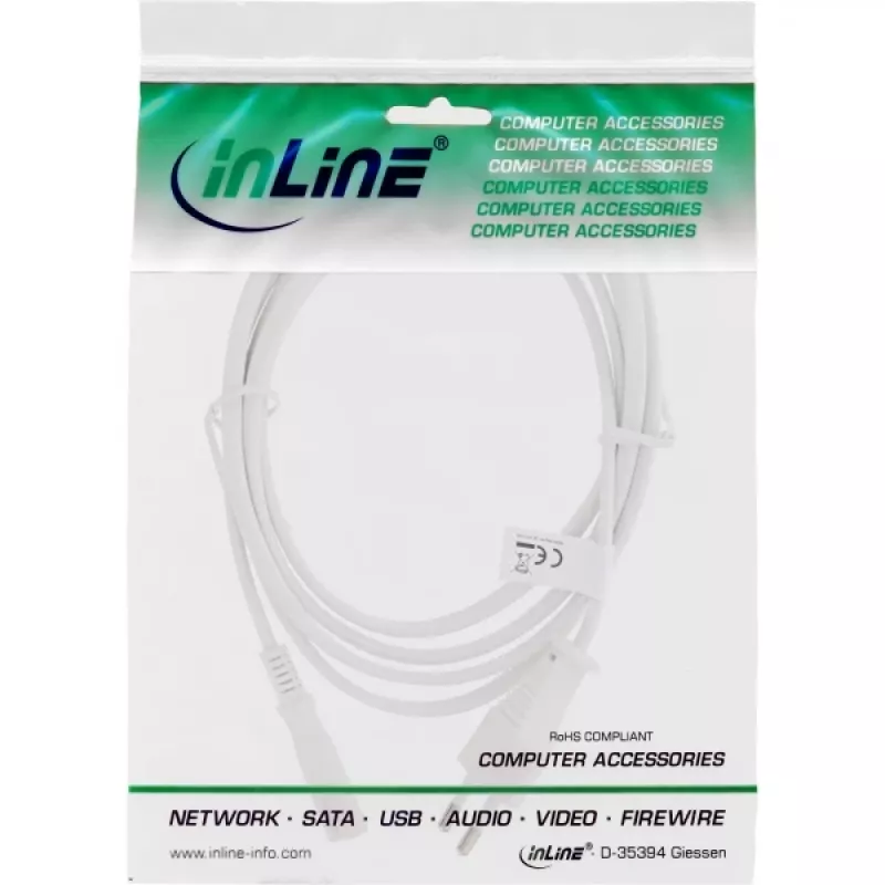 InLine power Kabel, Euro male / Euro8 male, weiß, 1,5m