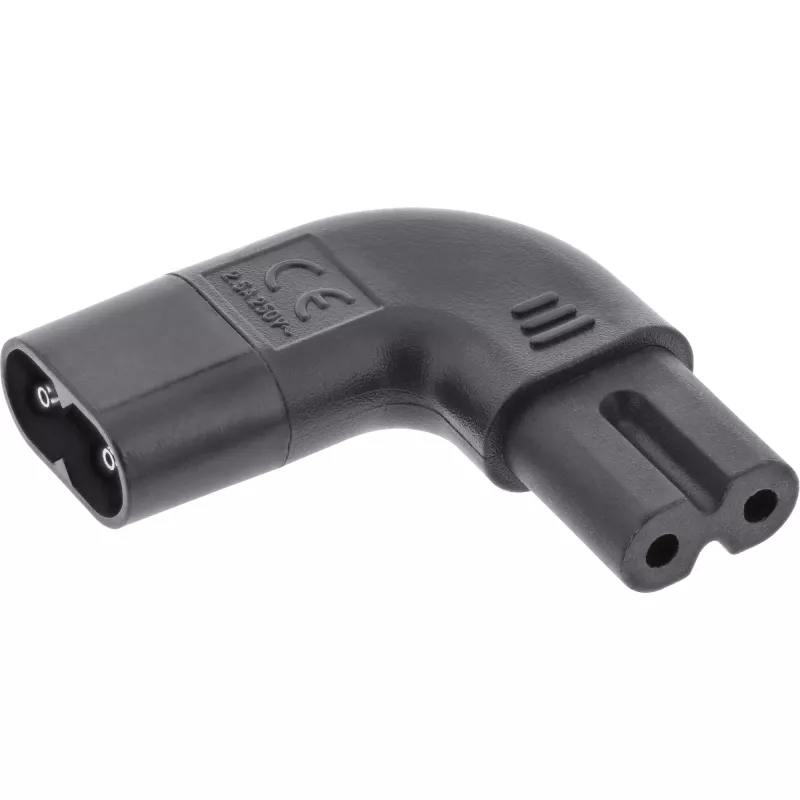 InLine Netzadapter IEC 60320 C8 / C7, links/rechts abgewinkelt 2-polig