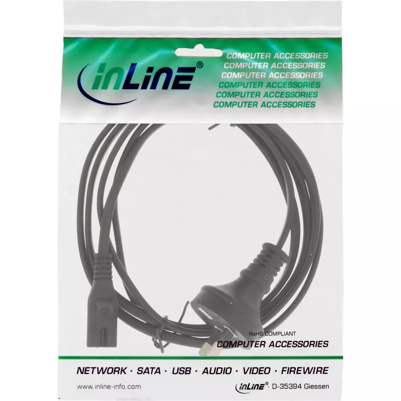 InLine Netzkabel, Australien-Stecker auf Euro8-Stecker, schwarz, 1,8 m
