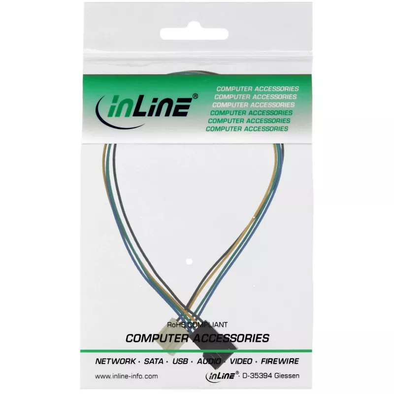 InLine Lüfterkabel-Verlängerung 4pin Molex Stecker/Buchse 0,30m