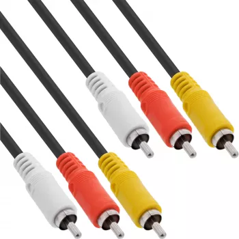 InLine AV-Kabel 3x RCA Stecker/Stecker 3 m, 3 x RCA, 3 m, Schwarz