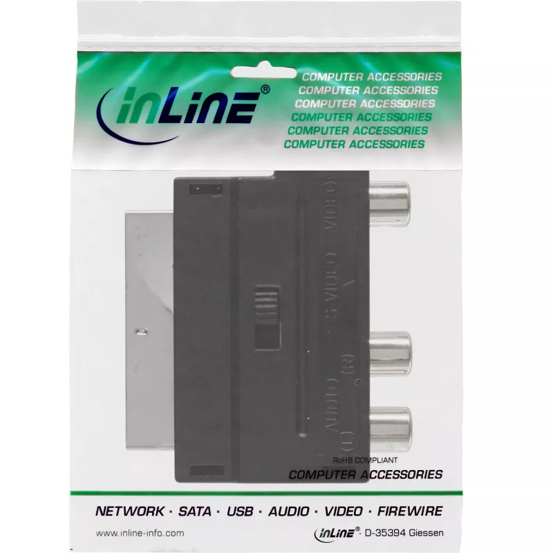 InLine Scart Adapter Scart Stecker / 3x RCA und S-VHS Video Ein-/Ausgang