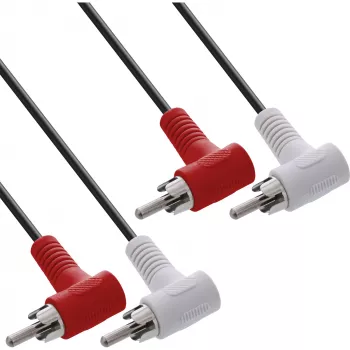 InLine Audiokabel 2x Cinch M/M abgewinkelt 1,2m Schwarz 89929 Intos