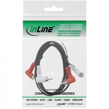 InLine Audiokabel 2x Cinch M/M abgewinkelt 1,2m Schwarz 89929 Intos