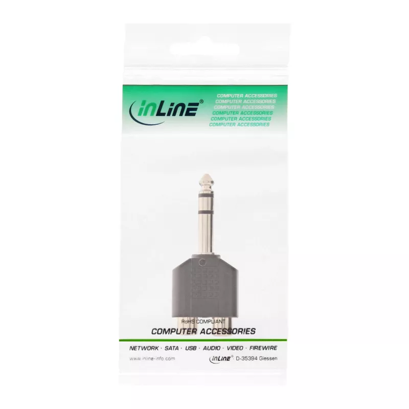 Audio Adapter 6,3 mm Klinke Stecker Stereo / 2x Cinch Buchse InLine 99323