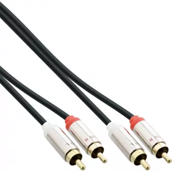 InLine schlank Audiokabel 2x RCA M/M, Stereo, 0,5m, 2 x RCA, Stecker, 2 x RCA + USB, Stecker, 0,5 m, Schwarz