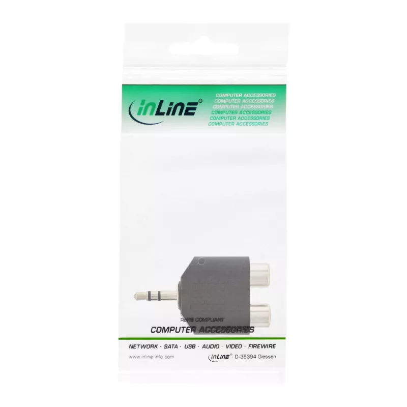 Audio-Adapter 3,5 mm Stecker / 2x Cinch-Buchse Stereo InLine 99302